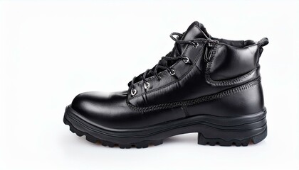 Black leather lace-up boot