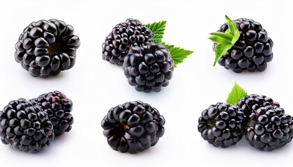 Blackberries with leaves multiple views