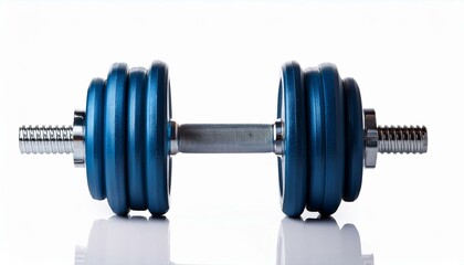 Blue adjustable dumbbell on white background