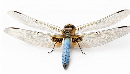 Blue-tailed dragonfly with veined wings