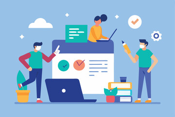 Flat Vector Illustration of Business Team Working on Financial Strategy