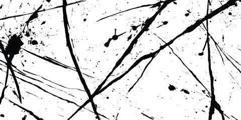 Abstract grunge splatter line pattern on white and transparent background. Abstract ink splatter pattern on a white background. Intricate designs of lines and dots in various sizes, creating a dynamic