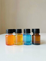 Assortment of Colorful Essential Oil Bottles Vibrant Hues and Aromatic Scents