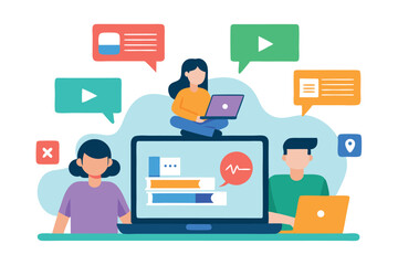 Flat Vector Illustration of Business Team Working on Financial Strategy

