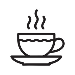 Hot coffee cup steam line art icon graphic