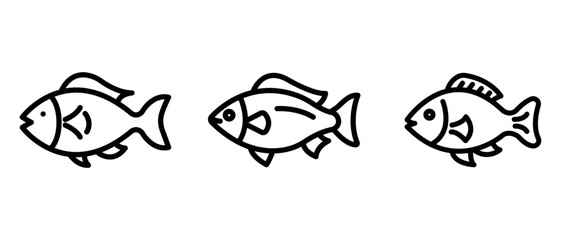 parrot-fish outline or line icon design bundle.