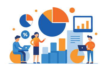 Flat Vector Illustration of Business Team Working on Financial Strategy

