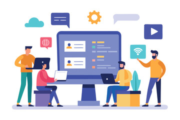 corporate Office Environment with Business People – Flat Vector Bundle