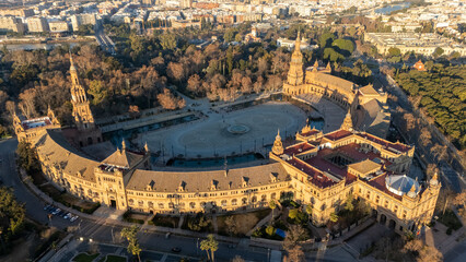 Fototapeta premium Aerial View of Plaza de España in Seville