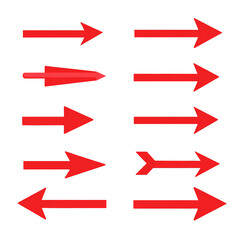 Red Arrow Types Vector Illustration – Directional Icons Set for Design