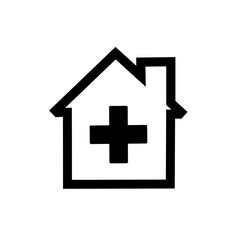 medical home illustration. Hospital, drugstore, pharmacy, clinic house symbol. Vector icon isolated on white background. Modern sign for web, mobile apps and ui design.