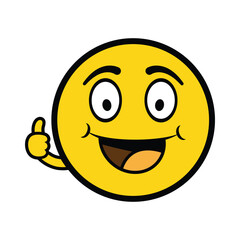 Happy Emoji Vector, Joyful Face Emoji Icon, Cheerful Yellow Smiley