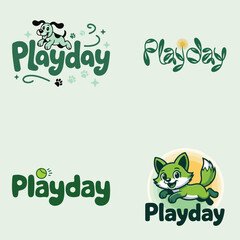 Fun and playful playday logos featuring cute animals and playful design elements