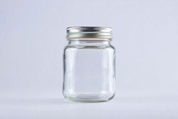 Empty Glass Jar with Silver Lid Perfect for Storage and Crafts