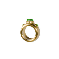 Cartoon golden ring with three gemstones – stylized fantasy Jewelry 