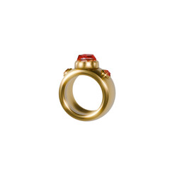 Cartoon golden ring with three gemstones – stylized fantasy Jewelry 