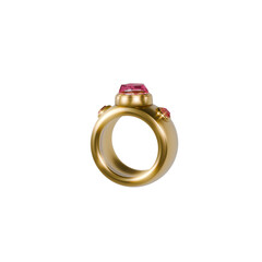 Cartoon golden ring with three gemstones – stylized fantasy Jewelry 