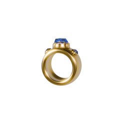 Cartoon golden ring with three gemstones – stylized fantasy Jewelry 