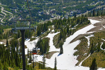 View from chairlift and gondola at Montana ski resort in Spring of 2025