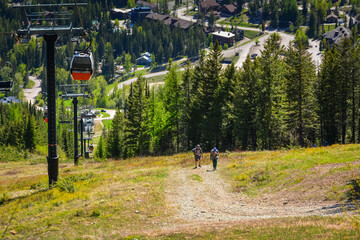 Hikers at Montana ski resort in Spring of 2025.