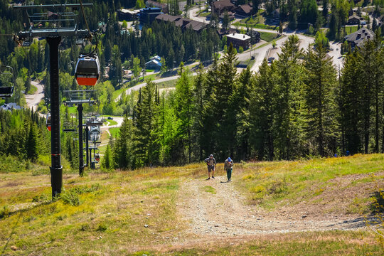 Hikers at Montana ski resort in Spring of 2025.