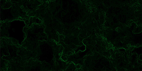 Abstract dark background featuring swirling green neon wisps and smoky, misty patterns over a black backdrop. Organic, ethereal effect resembling energy currents, plasma flow, or mystical fog
