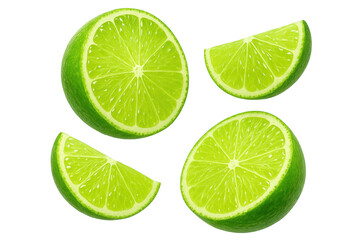 Fresh lime slices isolated on transparent background, vibrant and refreshing