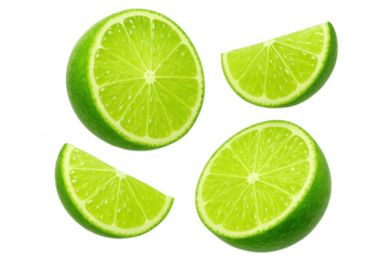 Fresh lime slices isolated on transparent background, vibrant and refreshing