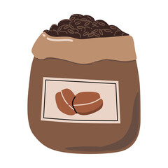 Coffee bean bag illustration for cafes and kitchen decor.