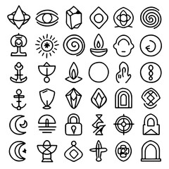 This vector set offers black wedding icons for web design, featuring symbols like arrows, circles, and hand gestures