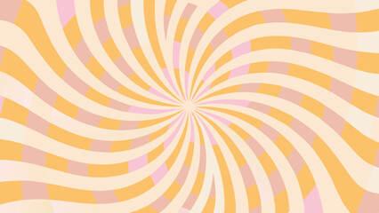 Swirling pattern of alternating orange and pink stripes emanating from a central point design