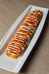 Close-Up of Fried Ripe Plantain with Melted Cheese and Guava Paste