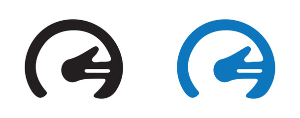 Minimal Speedometer Icons. Black and Blue Performance Gauge Set. Victor illustration eps 10