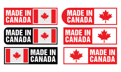 set of made in the canada labels, made in the canada logo, canada flag , canada product emblem design icon vector template