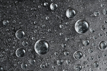 A close-up of water droplets on glass