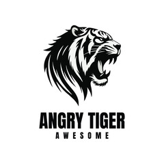 Illustration Head Tiger Silhouette design