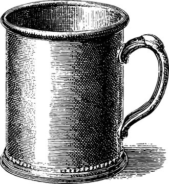 silver mug engraving style clip art preview