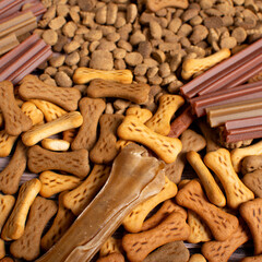 Dry dog food pellets for background