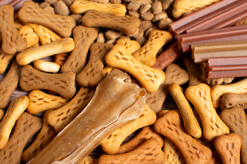 Dry dog food pellets for background