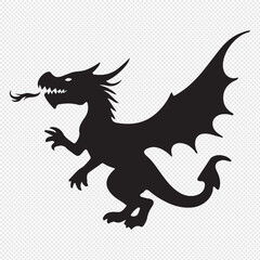 Dragon Silhouette. Dragon Crest Wings great set collection clip art Silhouette, dragon tattoo designs, Black vector illustration on white background