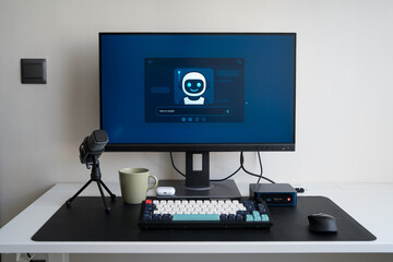 AI assistant setup in modern home office space