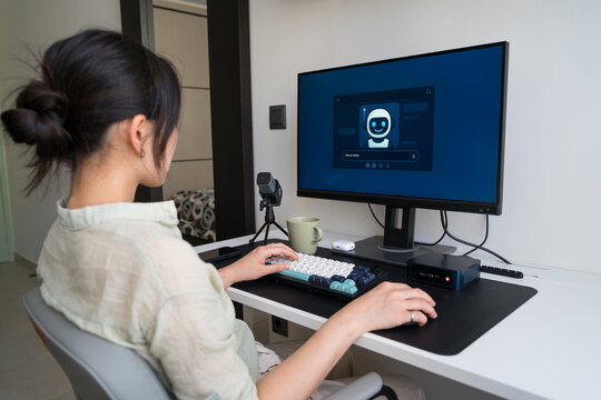 Young professional using AI for enhanced productivity