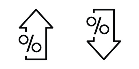 Percentage arrow sign. Percentage increase, decrease icon