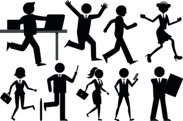 Flat Silhouettes of Entrepreneurs and Office Workers &ndash; Business Concept Art

