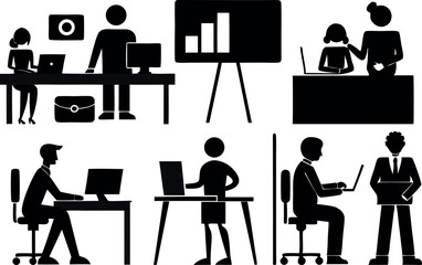 Teamwork and Finance Presentation Silhouettes – Business Vector Pack