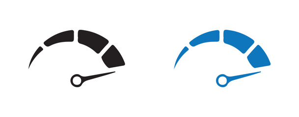 Fototapeta premium Minimal Speedometer Gauge Icons. Black and Blue Semi-Circle Dial Design. Victor illustration eps 10