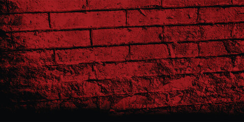 Abstract pattern created by the repetition of blocks or bricks on an old wall, rendered in a striking red with prominent shadows.
