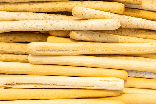 Textures of crispy breadsticks snack for backgrounds