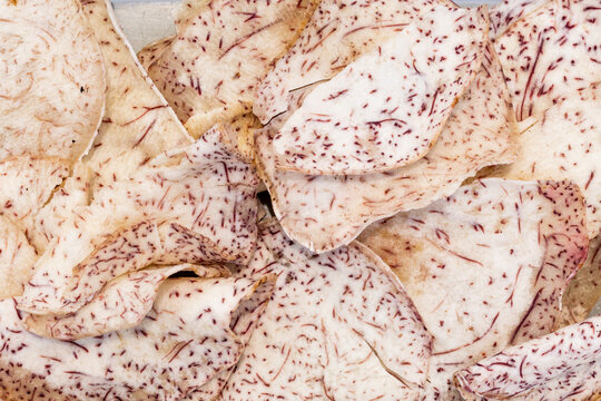 Close up of dehydrated taro texture for natural background