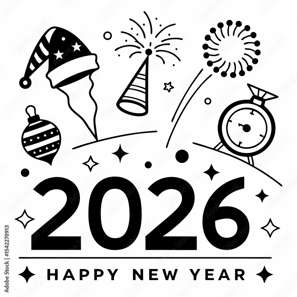 Fototapete big set of 2026 happy new year logo text design. 2026 number design template. collection of 2026 hap
